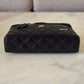 CHANEL Black Caviar Top Handle Flat Vanity on Chain Light Gold Hardware