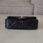 CHANEL 24S Black Lambskin Twin Pearls Quilted Mini Flap Bag Adjustable Gold Hardware