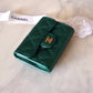 CHANEL 18S Iridescent Emerald Green Caviar XL Snap Card Holder Light Gold Hardware