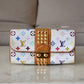 LOUIS VUITTON Courtney White Multicolour Murakami Clutch Bag Gold Hardware