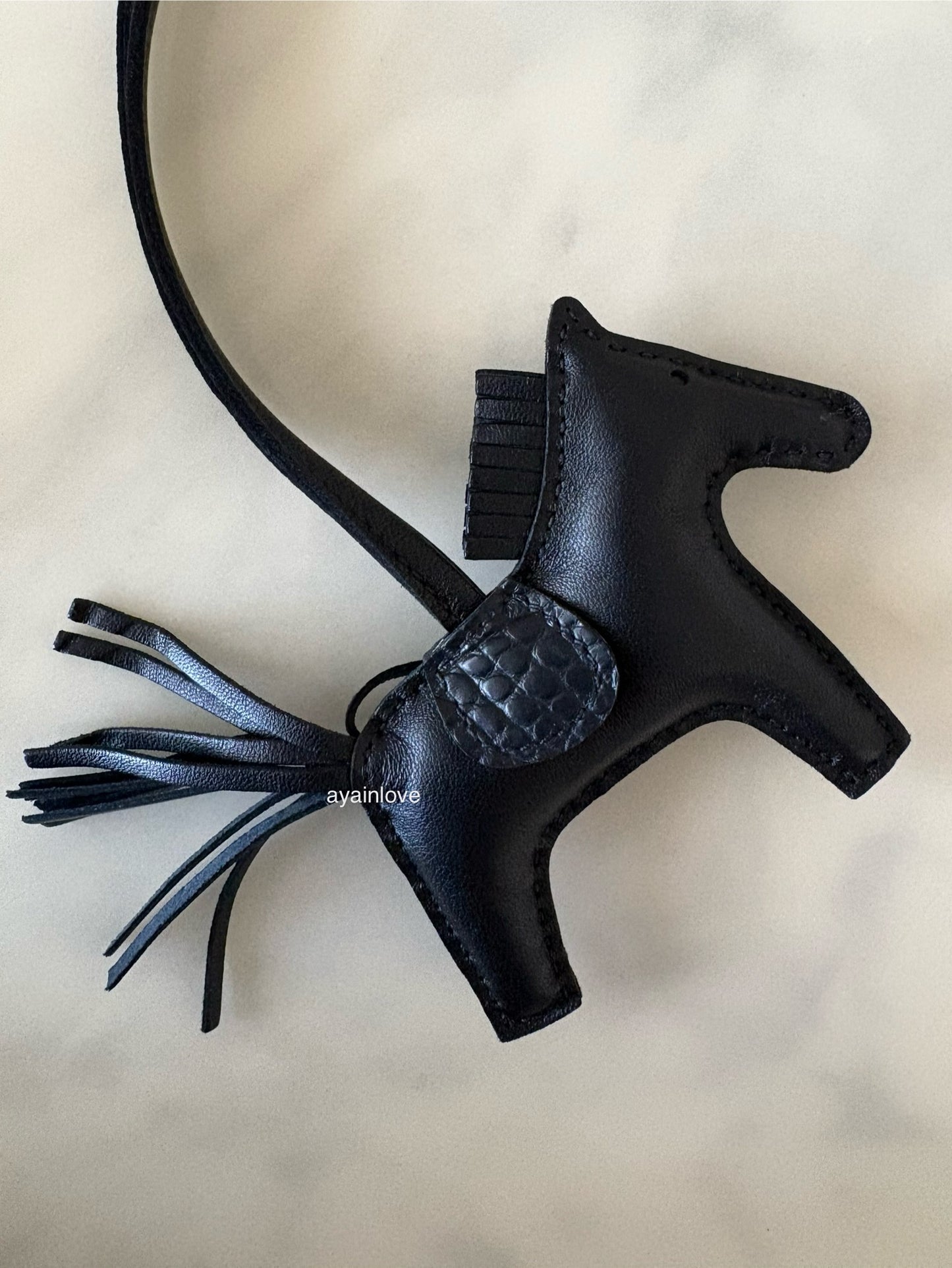 HERMES Rodeo PM Alligator Touch So Black  Bag Charm