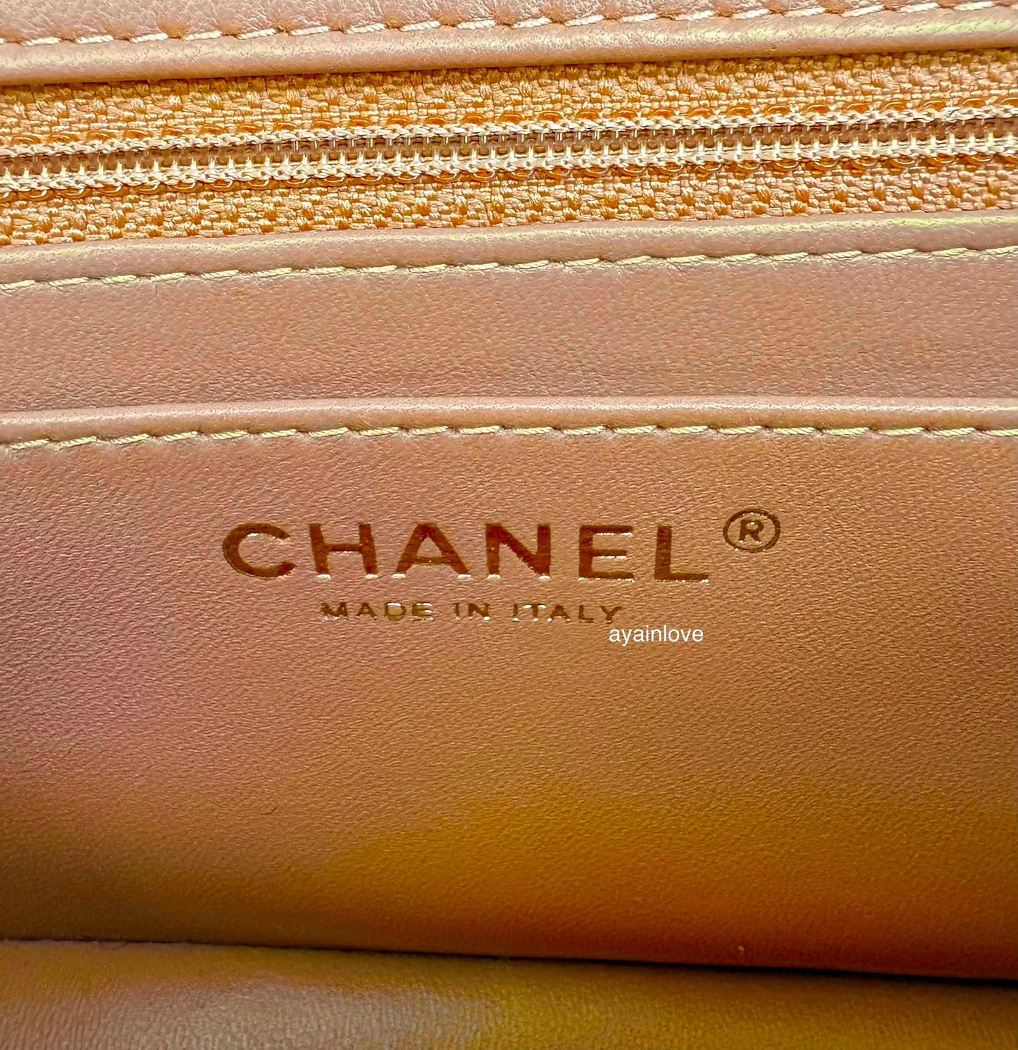 CHANEL 22S Caramel Brown Lamb Skin Rectangular Mini Light Gold Hardware