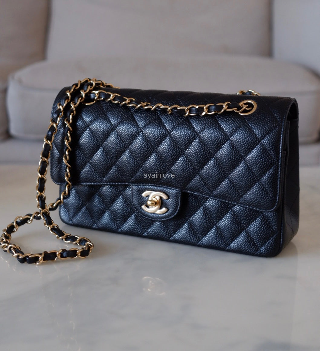 CHANEL Black Caviar Medium/Large Classic Flap Gold Hardware