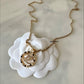 CHANEL 20K Round Pearl Crystal Black White CC Adjustable Necklace Gold Hardware