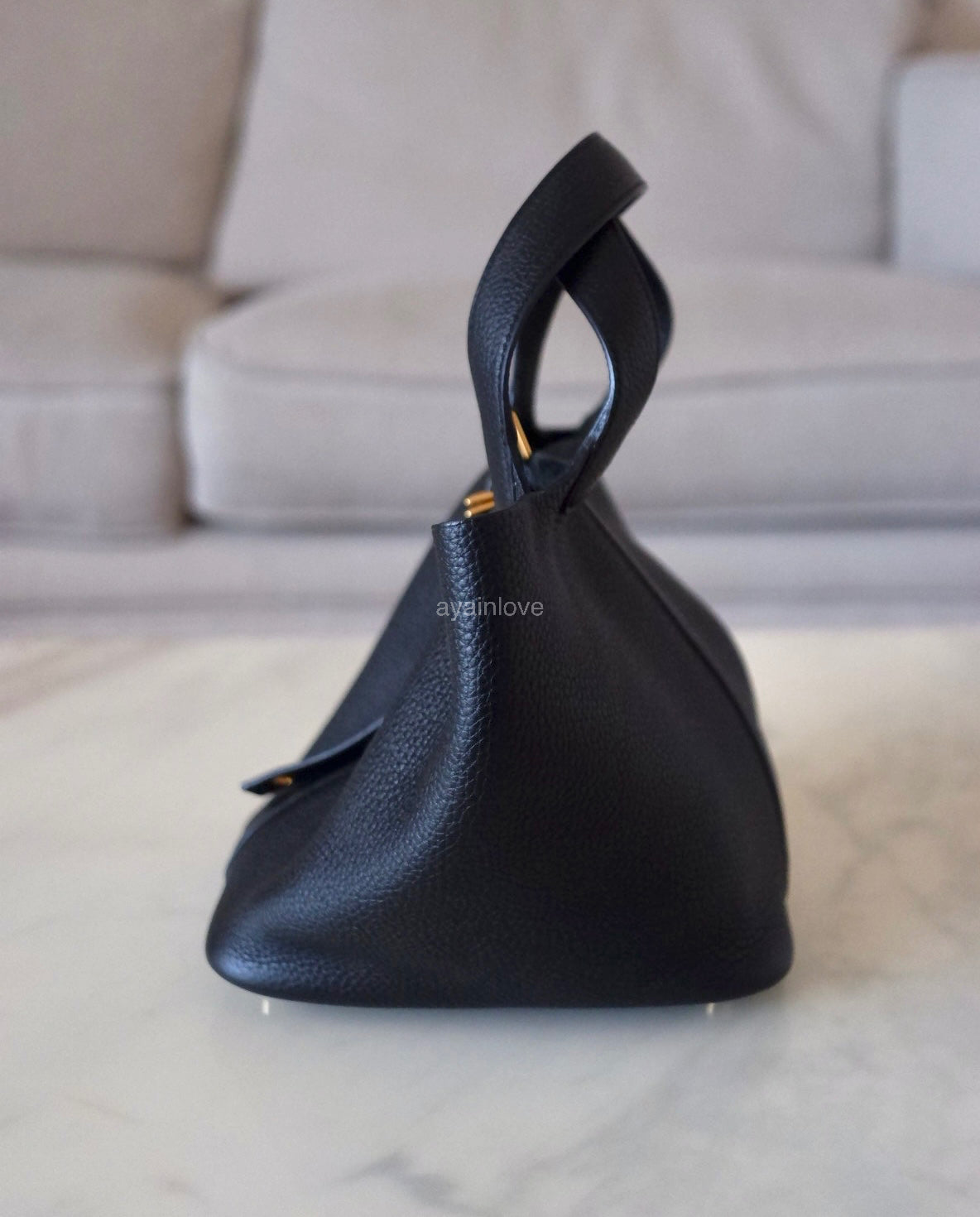 HERMES Picotin Lock 18 Noir Black Taurillion Clemence Gold Hardware