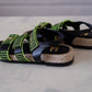 CHANEL Dad Sandals Black Green Houndstooth CC Gold Hardware Size 41