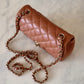 CHANEL 22S Caramel Brown Lamb Skin Rectangular Mini Light Gold Hardware