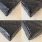 CHANEL Black Caviar Top Handle Flat Vanity on Chain Light Gold Hardware
