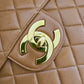 CHANEL Vintage Dark Beige Quilted Jumbo Classic Single Flap Oversized CC Bag 24KT Gold Plated Hardware Series 3