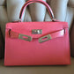 HERMES Mini Kelly 20 Pink Rose Lipstick Chèvre Mysore Palladium Hardware D Stamp