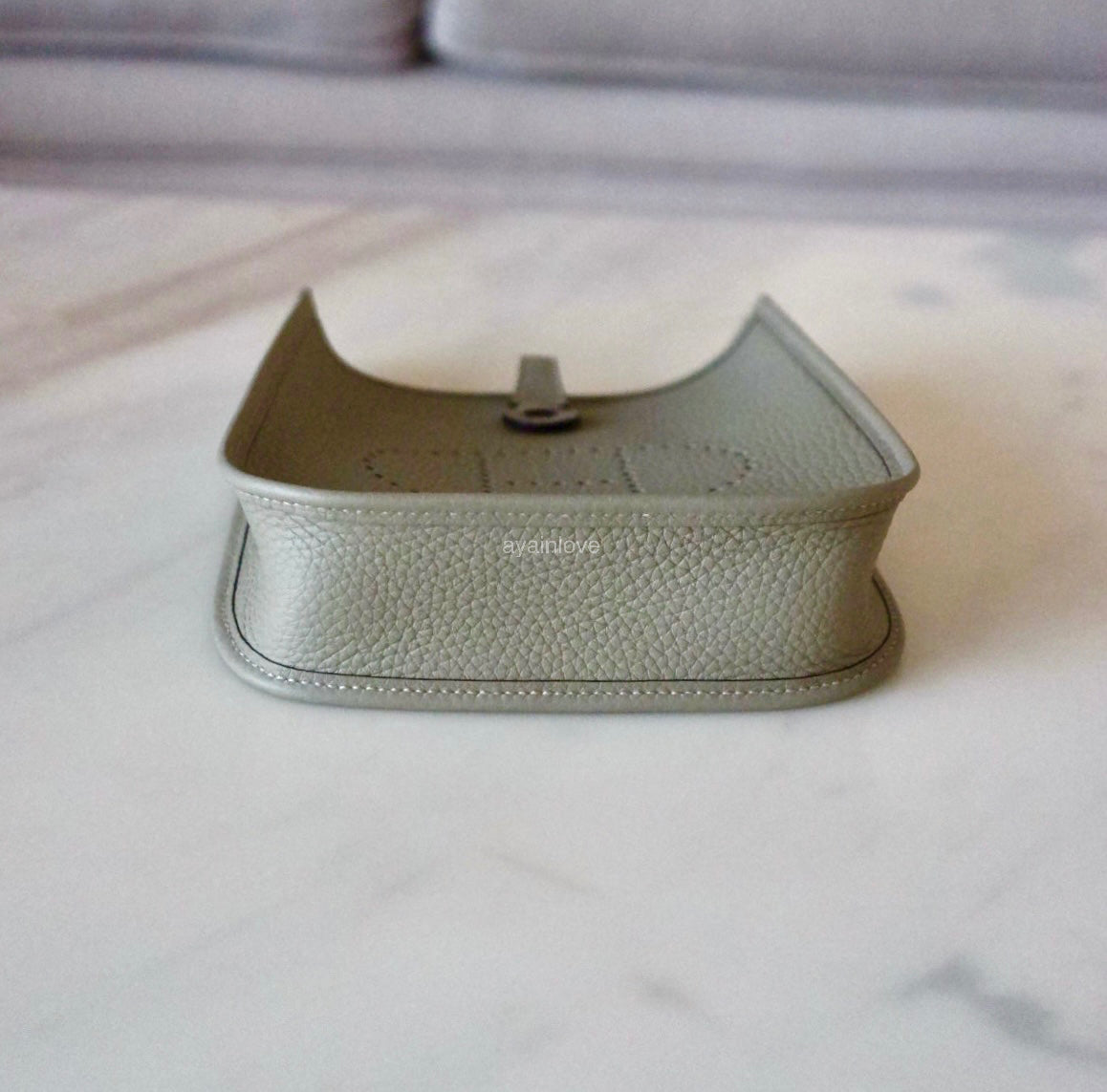 HERMES Mini Evelyne TPM 16 Amazone Sauge Green Clemence Palladium Hardware K Stamp