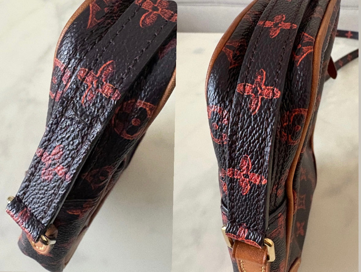 LOUIS VUITTON LV Limited Edition Maroon Orange Catogram Canvas Paname Single 20 cm Bag