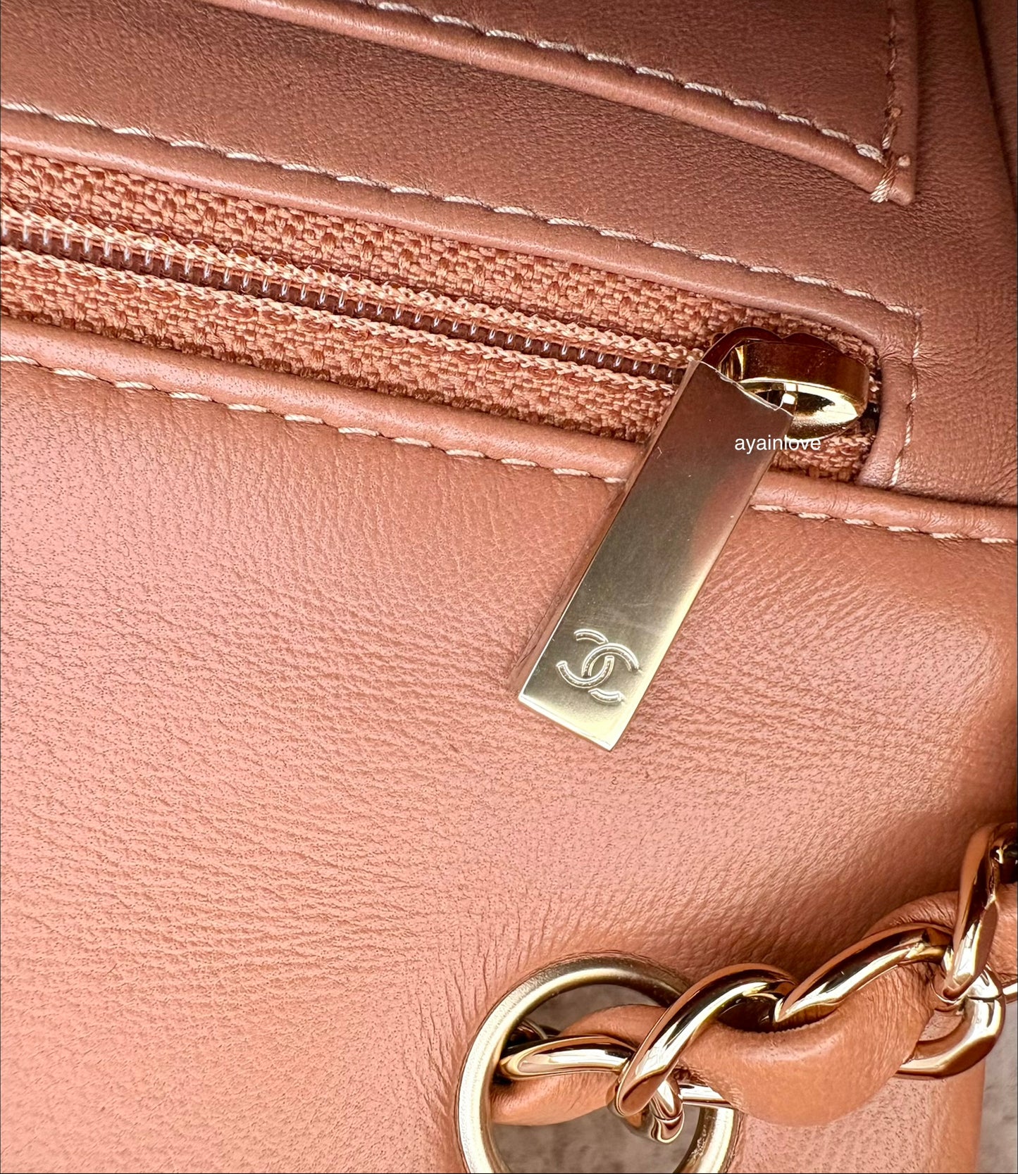 CHANEL 22S Caramel Brown Lamb Skin Rectangular Mini Light Gold Hardware