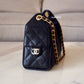 CHANEL 25 Mini Black Caviar Microchipped Bag Gold Hardware