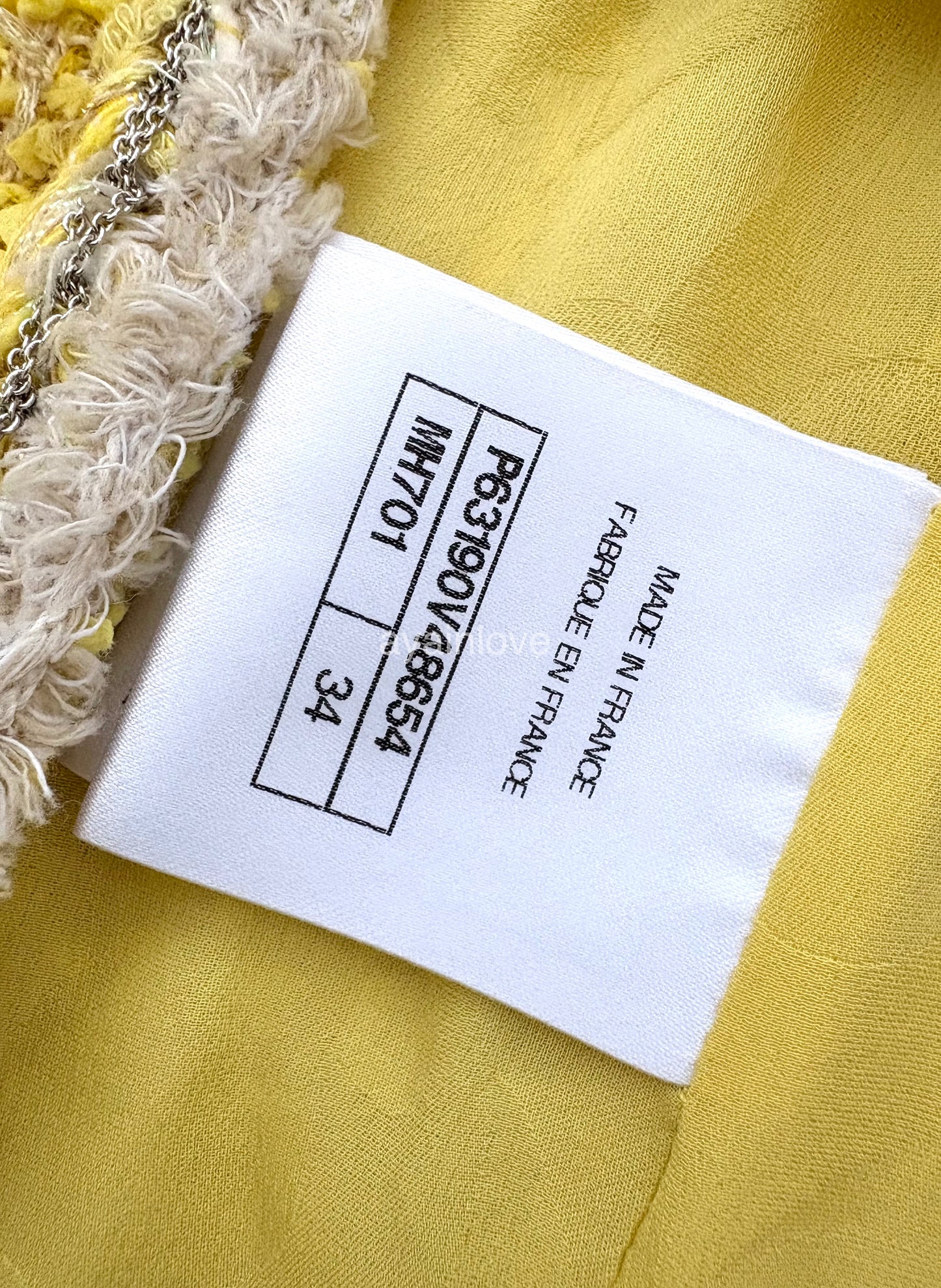 CHANEL 20P Yellow Fantasy Tweed Jacket Size 34FR