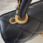 CHANEL Black Caviar Coco Chain Leather Handle Mini 19cm *Microchipped* Brushed Gold Hardware