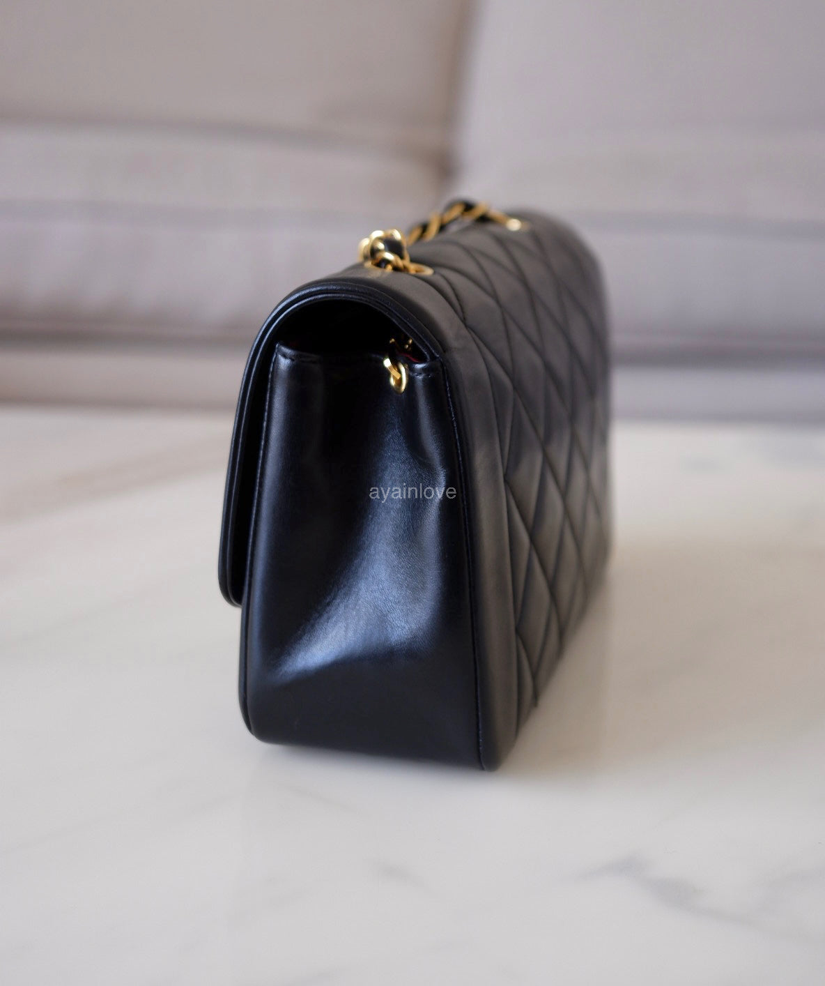 CHANEL Vintage Black Quilted Lambskin Small Diana Flap Bag 24KT Gold Plated Hardware Series 3