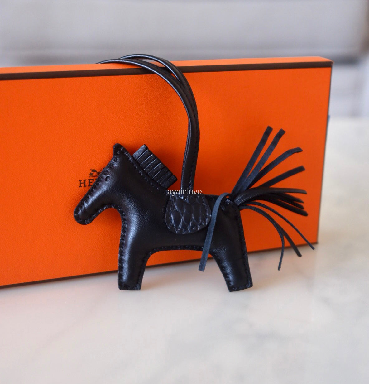 HERMES Rodeo PM Alligator Touch So Black  Bag Charm
