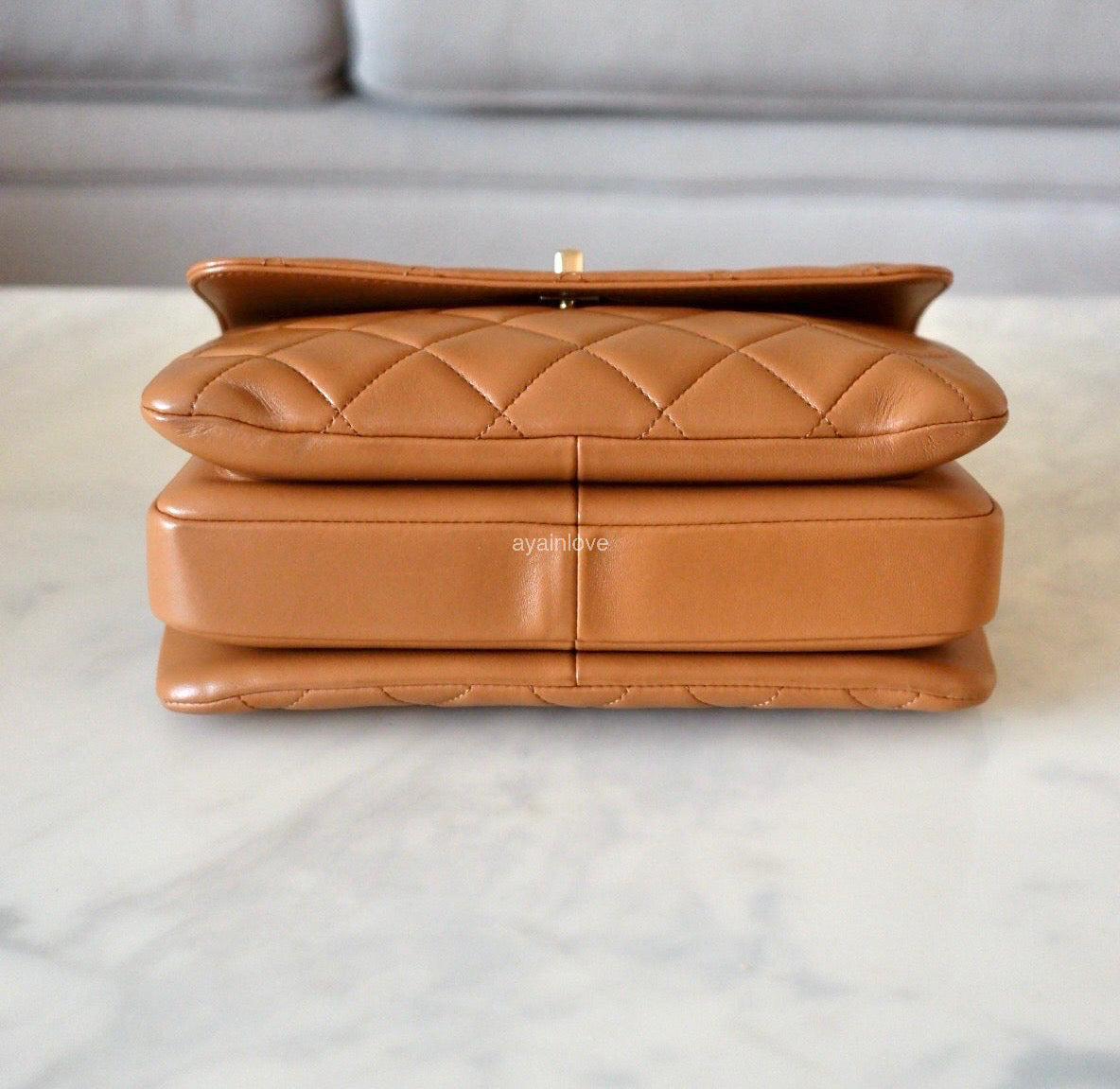 CHANEL Dark Beige Small Trendy Flap Bag Light Gold Hardware