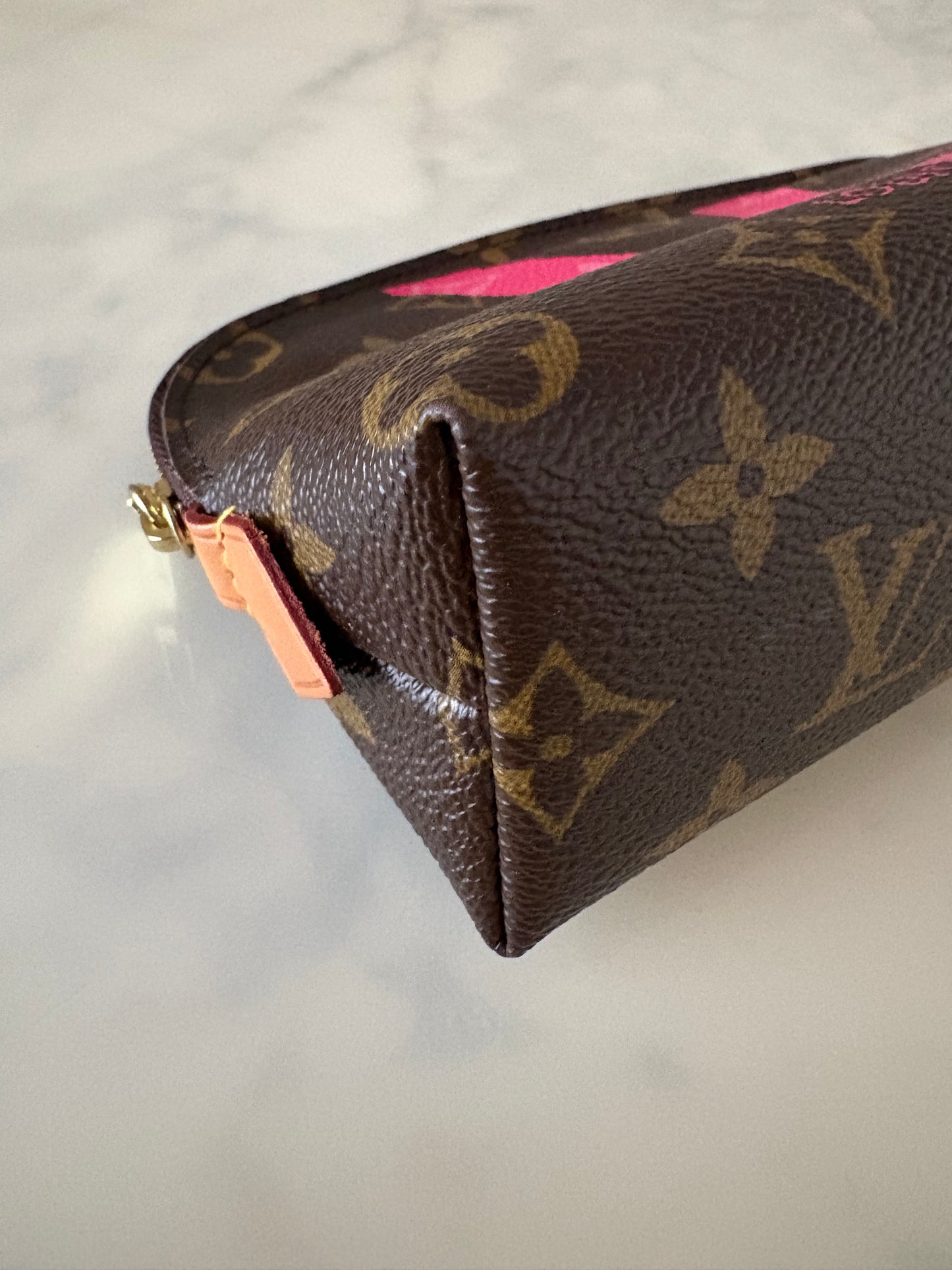 LV LOUIS VUITTON Limited Edition Pink V Voyage Grenade Monogram Cosmetic Pouch