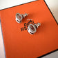 HERMES H Pop Mini Grey Maroon Glace Stud Earrings Palladium Hardware