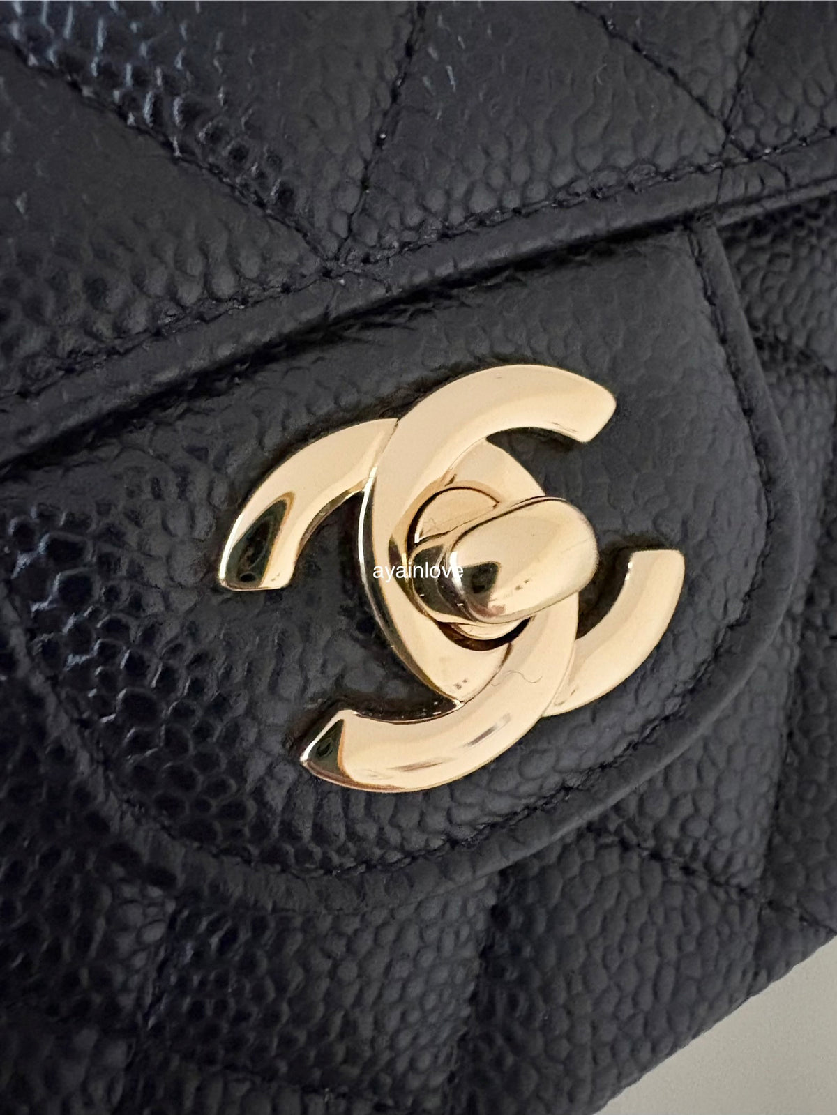 CHANEL Black Caviar Quilted Small Classic Flap Bag Gold Hardware