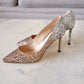 JIMMY CHOO Romy Triple Glitter Degradation Rose Gold, Gold and Silver Pumps Heel Shoes Size 37.5