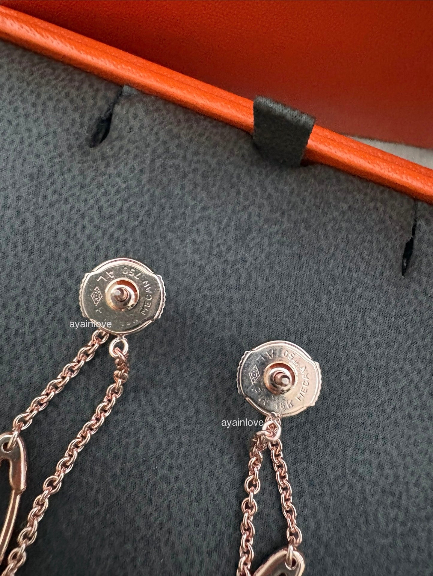HERMES Chaine d’ Ancre Punk 18KT Rose Gold Earrings