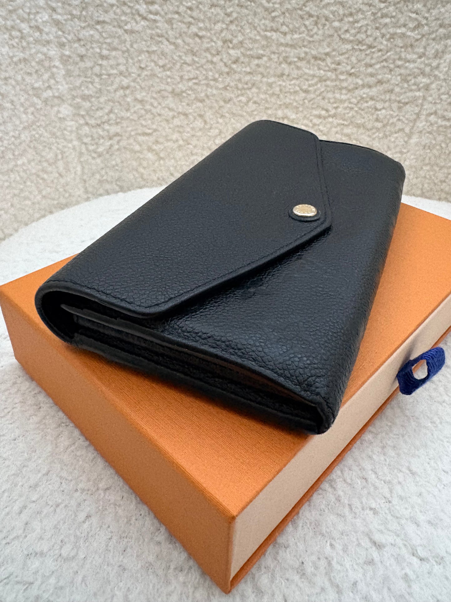 LOUIS VUITTON LV Sarah Black Monogram Empreinte Wallet Gold Hardware