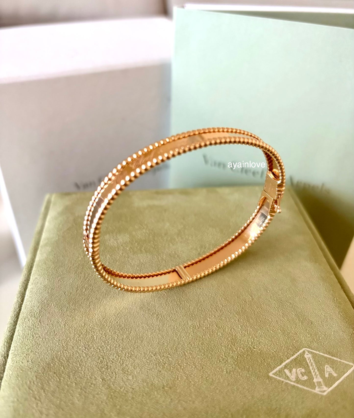 Van Cleef Arpels VCA Signature Perlee 18KT Rose Gold Bracelet Size Large