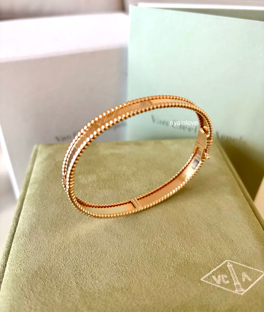 Van Cleef Arpels VCA Signature Perlee 18KT Rose Gold Bracelet Size Large