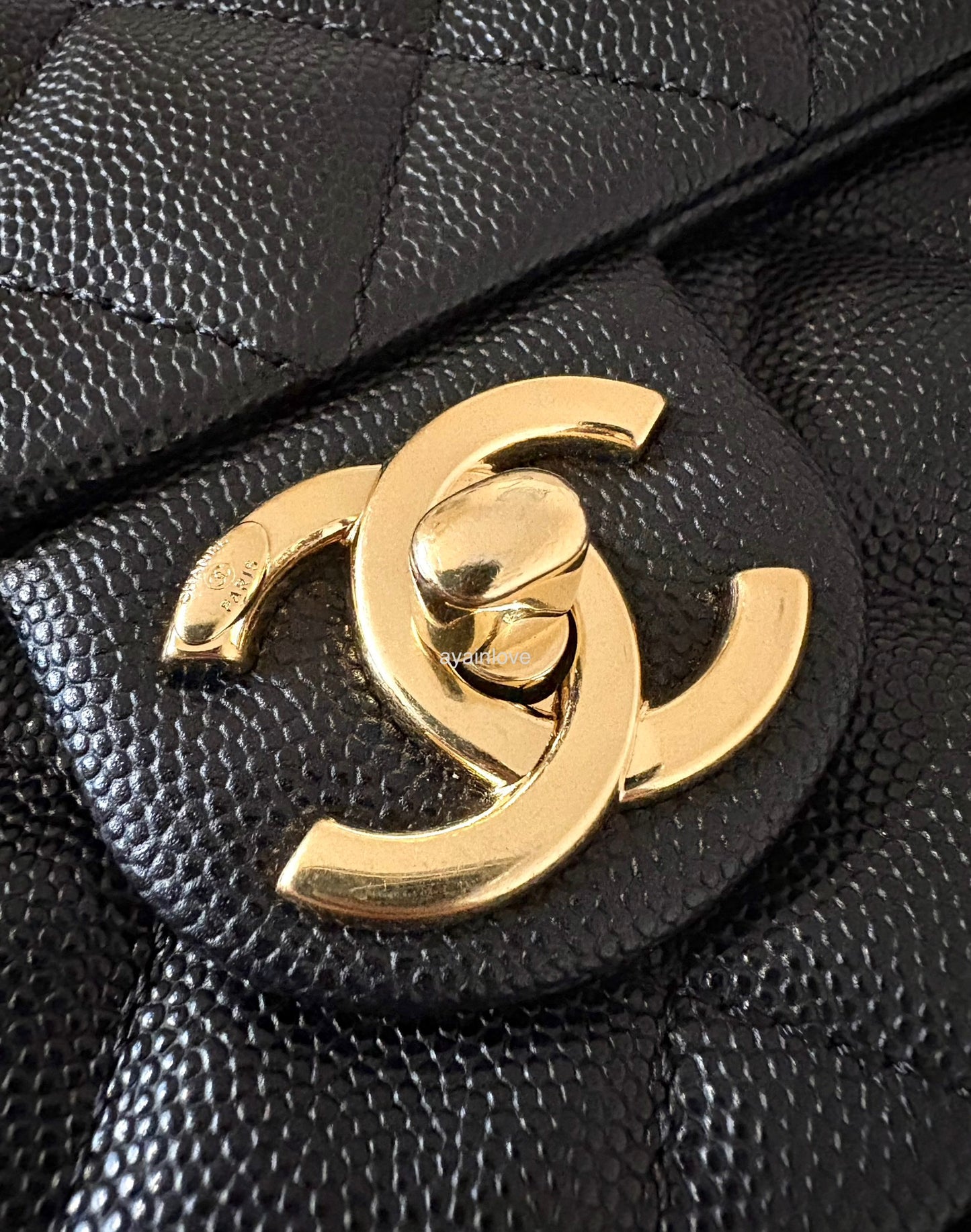 CHANEL 23C Black Caviar CC You 24cm Small Flap Bag Gold Hardware