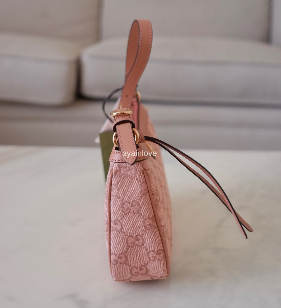 Crossbody Bag Gucci Light Pink Bag Gucci Pink Navy GG Canvas Small