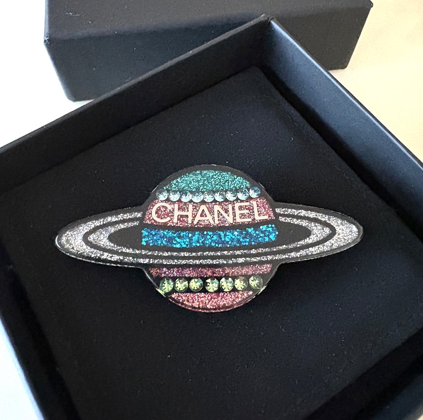 CHANEL 17K Multicolour Planet Resin Strass Brooch
