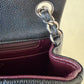 CHANEL 17B Black Caviar (Burgundy Interior) Quilted Square Mini Flap Bag Silver Hardware
