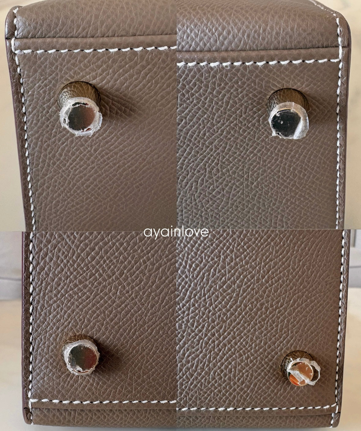 HERMES Kelly 25 Etoupe Epsom Bag Gold Hardware W Stamp