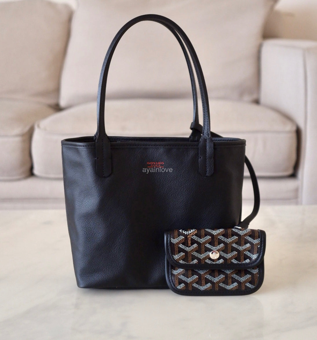 GOYARD Anjou Mini Goyardline Canvas/Calfskin Reversible Tote Bag