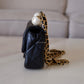 CHANEL 24S Black Lambskin Twin Pearls Quilted Mini Flap Bag Adjustable Gold Hardware