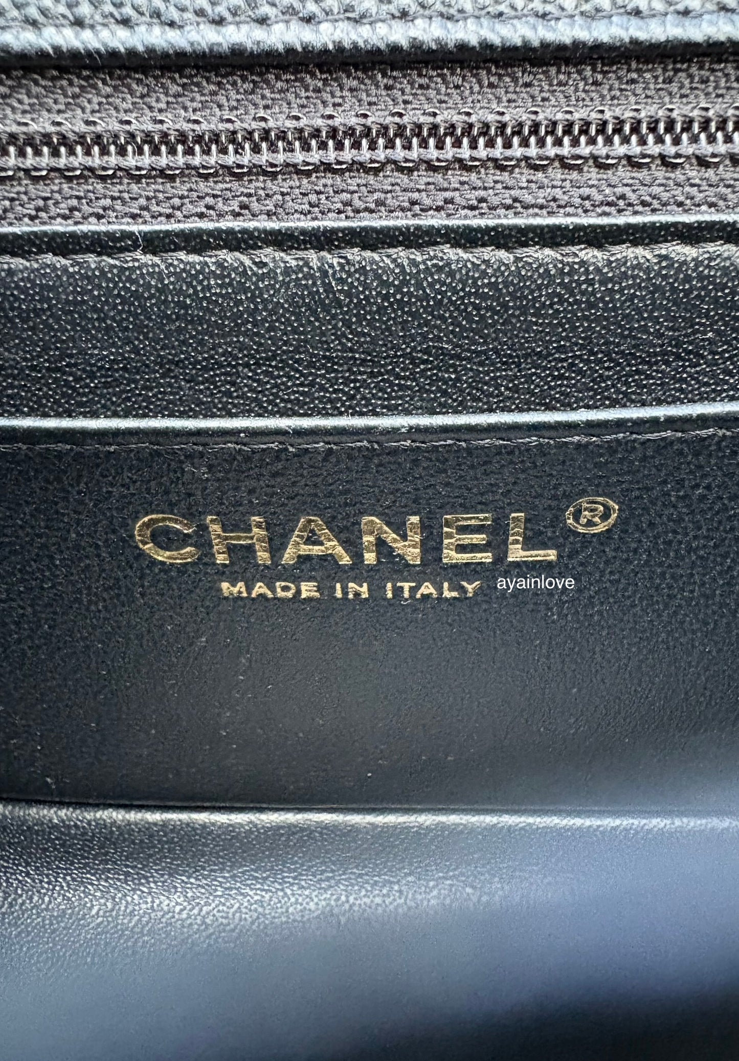 CHANEL 18B Black Caviar Quilted Rectangular Mini Flap Bag Light Gold Hardware