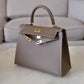 HERMES Kelly 25 Etoupe Epsom Bag Gold Hardware W Stamp