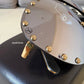 LOUIS VUITTON Gold Party Studded Mirrored Silver Lens Pilot Sunglasses Z0923U
