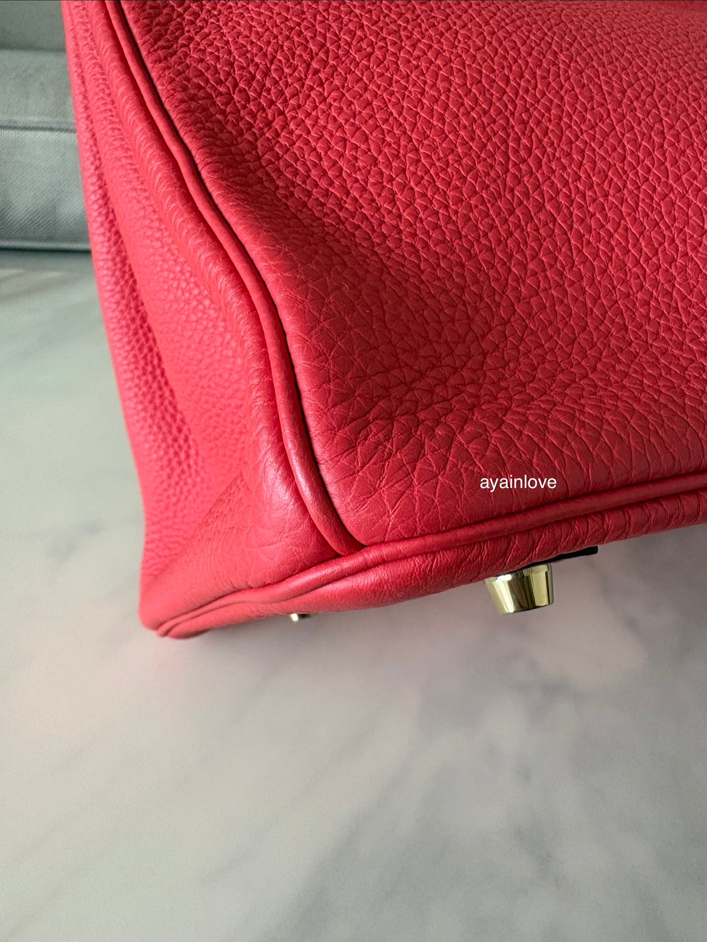 HERMES Birkin 35 Togo Rouge Pivoine Gold Hardware R Stamp