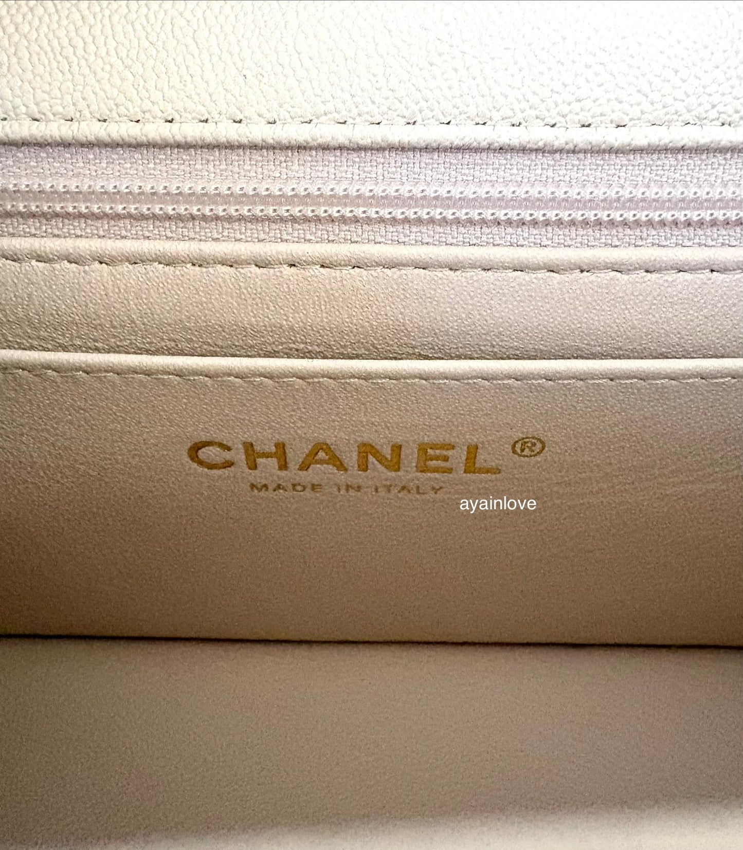 CHANEL 21S Light Beige Caviar Top Handle Rectangular Mini Bag Gold Hardware