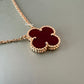 VAN CLEEF ARPELS VCA 18KT Yellow Gold Carnelian Vintage Alhambra Pendant Necklace
