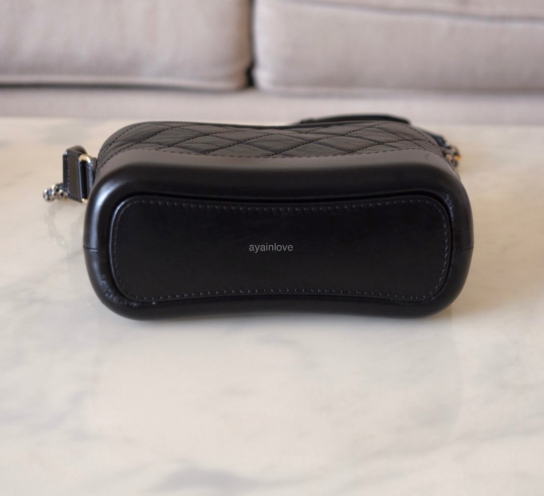 CHANEL Black Calf Skin Small Gabby Gabrielle Bag Mixed Hardware