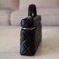 CHANEL 2025 Black Caviar Top Handle Flat Vanity on Chain Light Gold Hardware