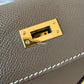 HERMES Kelly 25 Etoupe Epsom Bag Gold Hardware W Stamp