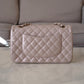 CHANEL 19S Iridescent Beige Lambskin Medium/Large Classic Flap Light Gold Hardware