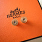 HERMES H Pop Mini Framboise Stud Earrings Rose Gold Hardware