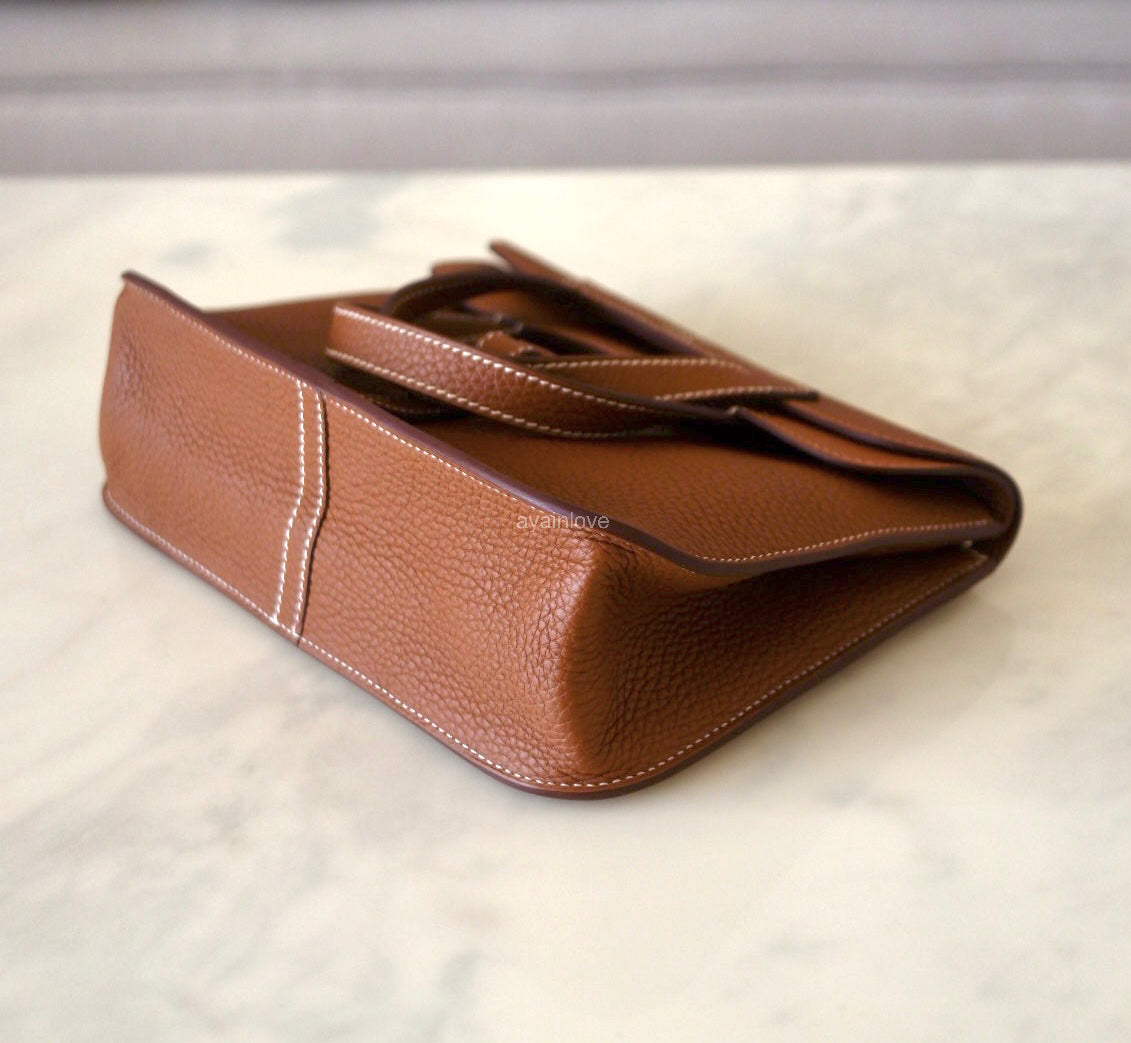 HERMES Halzan 25 Gold Clemence Palladium Hardware B Stamp